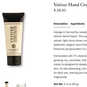ElizabethW Vetiver 7% Shea Butter Hand Cream 3.3oz Luxury
